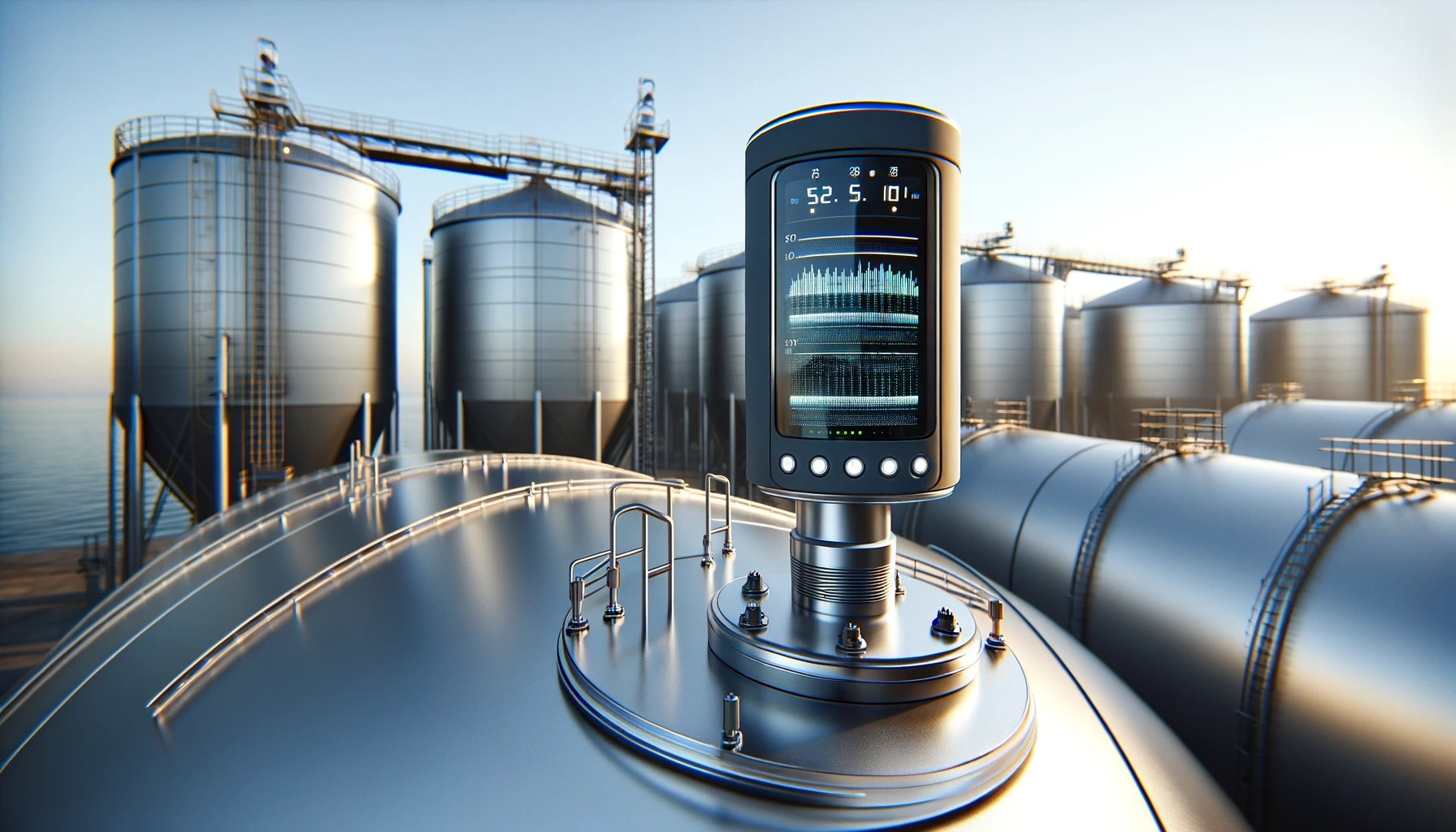 DALL·E-2023-12-16-12.56.43-A-non-contact-radar-level-sensor-for-liquid-storage-tanks-designed-for-measuring-levels-within-the-tank.-The-sensor-is-sleek-and-futuristic-featurin.png