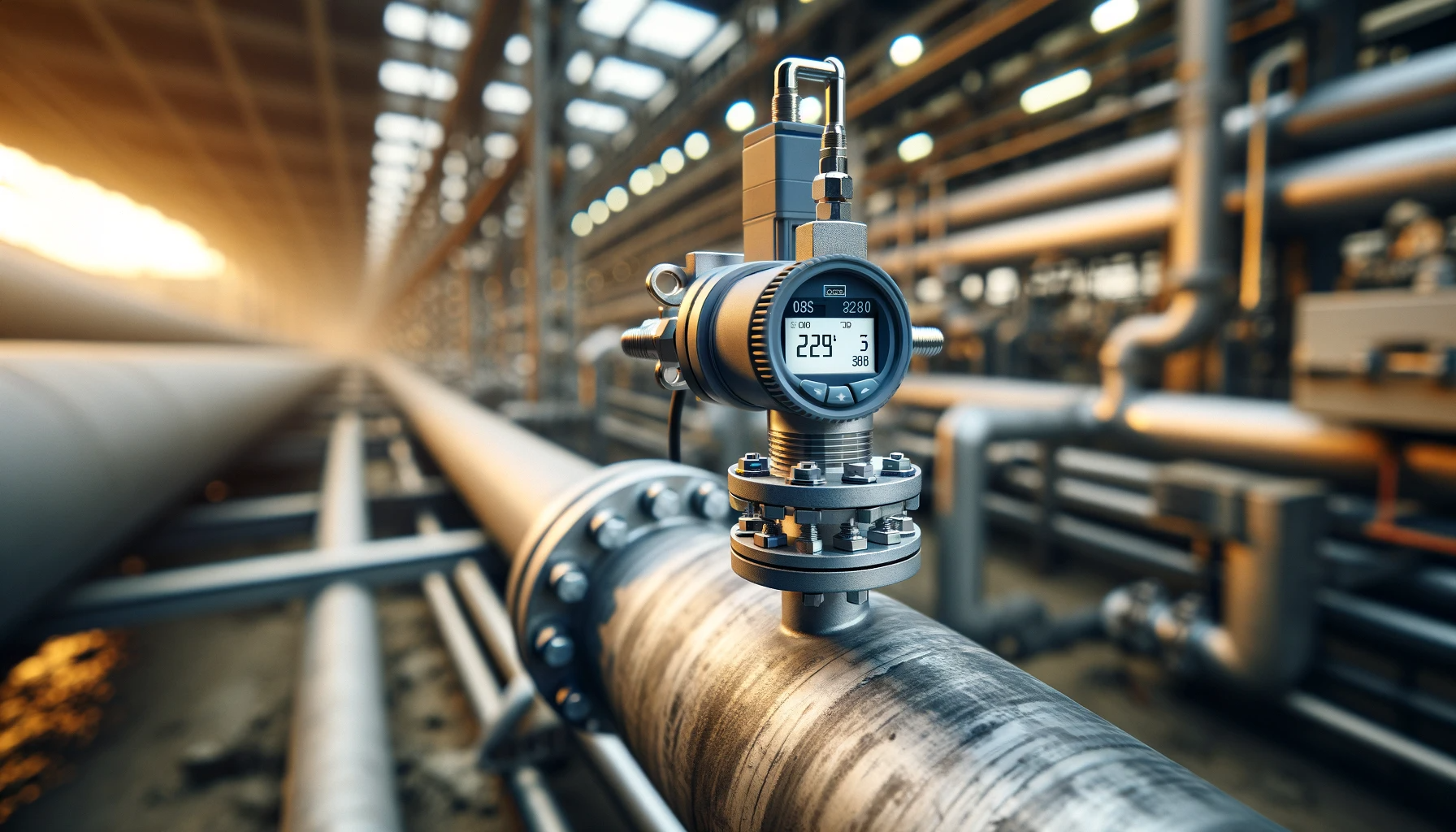DALL·E-2023-12-16-13.15.29-A-temperature-transmitter-installed-on-a-pipeline-for-measuring-temperature.-The-transmitter-is-compact-and-modern-featuring-a-small-cylindrical-body.png